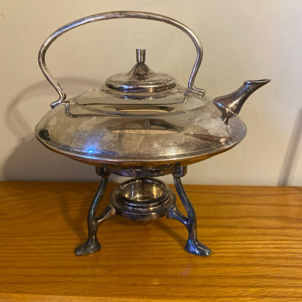 Restoration Hardware Silver Plated Tea Kettle With Warmer